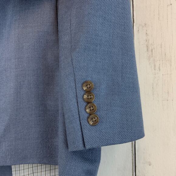 Lauren Ralph Lauren Blue Linen Blend 2 Button Single Breasted Blazer Size 42R - Picture 6 of 16